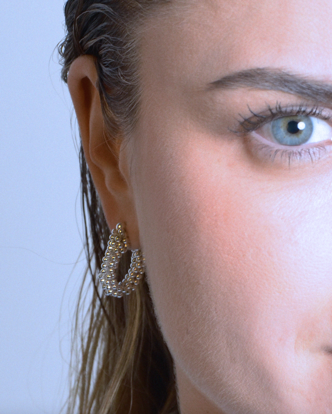 Caviale Round Earring in Silver